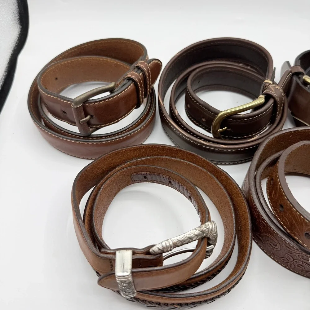 Mens Leather Belt Bundle 5pc L.L. Bean Jos A‎ Bank Territory Ahead Brown 38